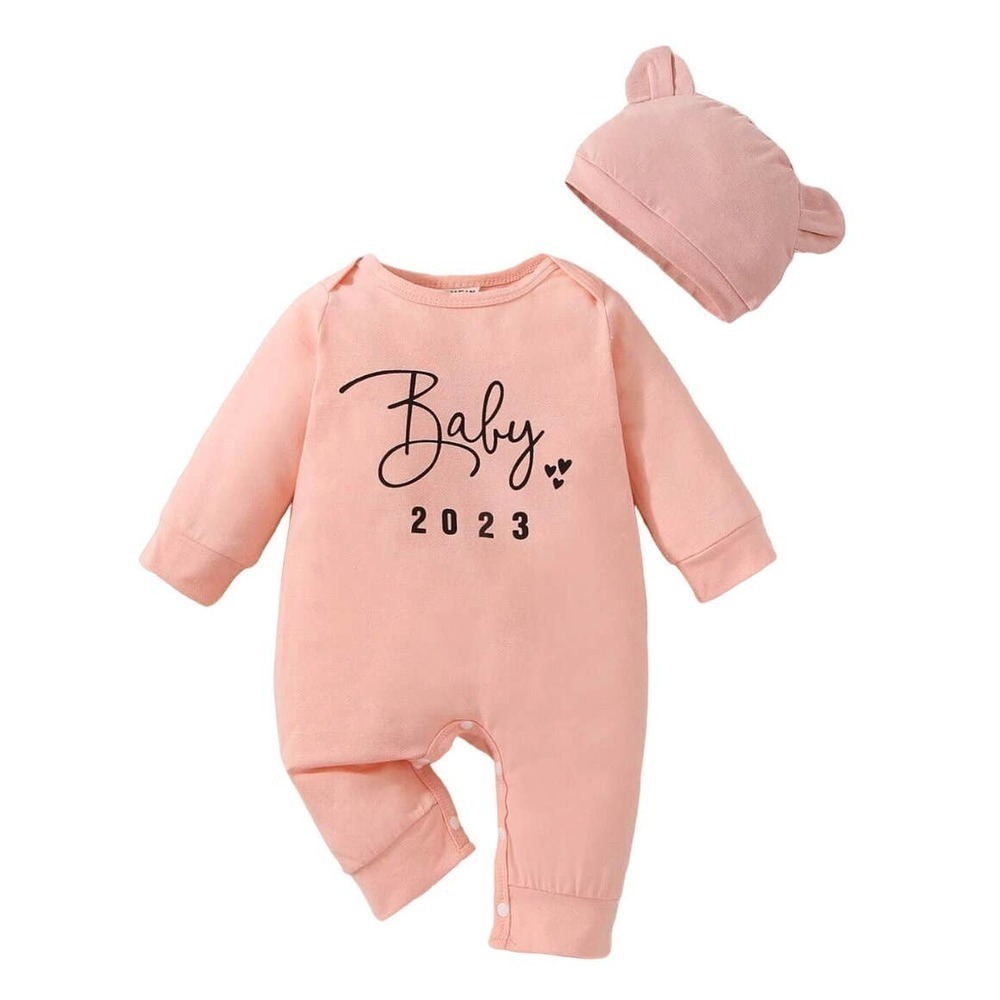 SHEIN Newborn Baby Girl Baby 2023 Graphic Jumpsuit in Pink, Size 0-1M​​​​​​​